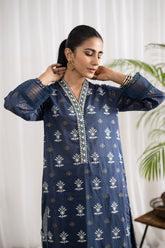 DC-0432 BLUE EMBROIDERED KURTA